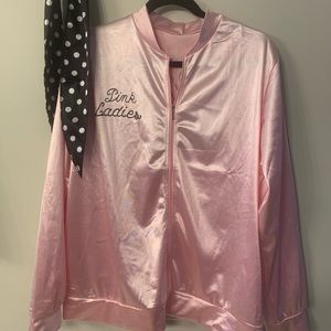 XL pink ladies jacket and necktie/hair scarf